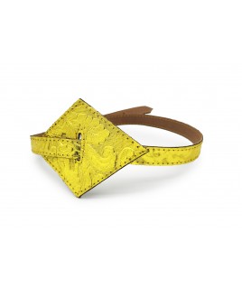 Geometrical Belt in Gold Leather